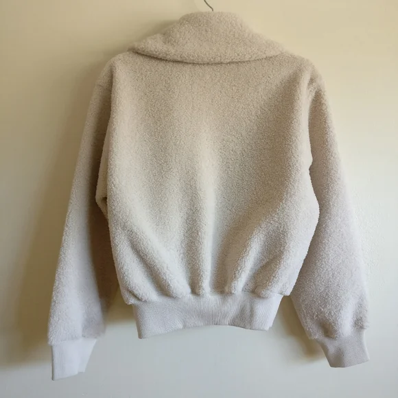 NWOT Uniqlo Cream Sherpa Fleece Pile Lined Cropped Teddy Bomber Jacket XS - Picture 8 of 16